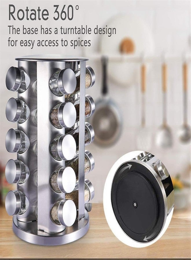 Olpad Revolving 20 Jar Spice Rack Freestanding Tower Rack Kitchen Utensils, Seasonings Storage Organization space saving and Resuable Shelf Countertop, Tiered Shelf - Image 4
